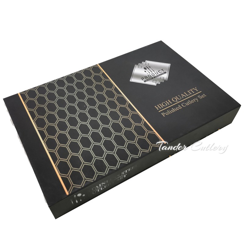 TG-2081  24 pcs Cutlery Set Gift Box with Tray Custom Design Color Box