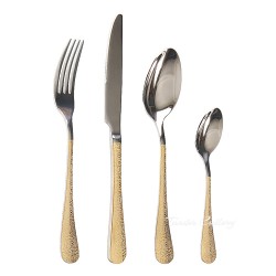 TD-1010C Phobos Dinner spoon with gold or black pvd coating then white laser handle