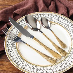 TD-1010C Phobos Dinner spoon with gold or black pvd coating then white laser handle