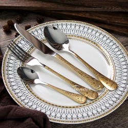 TD-1010C Phobos Dinner spoon with gold or black pvd coating then white laser handle