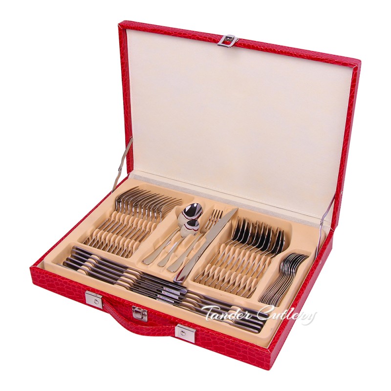 TG-3004   48pcs Cutlery Set  Leather Case