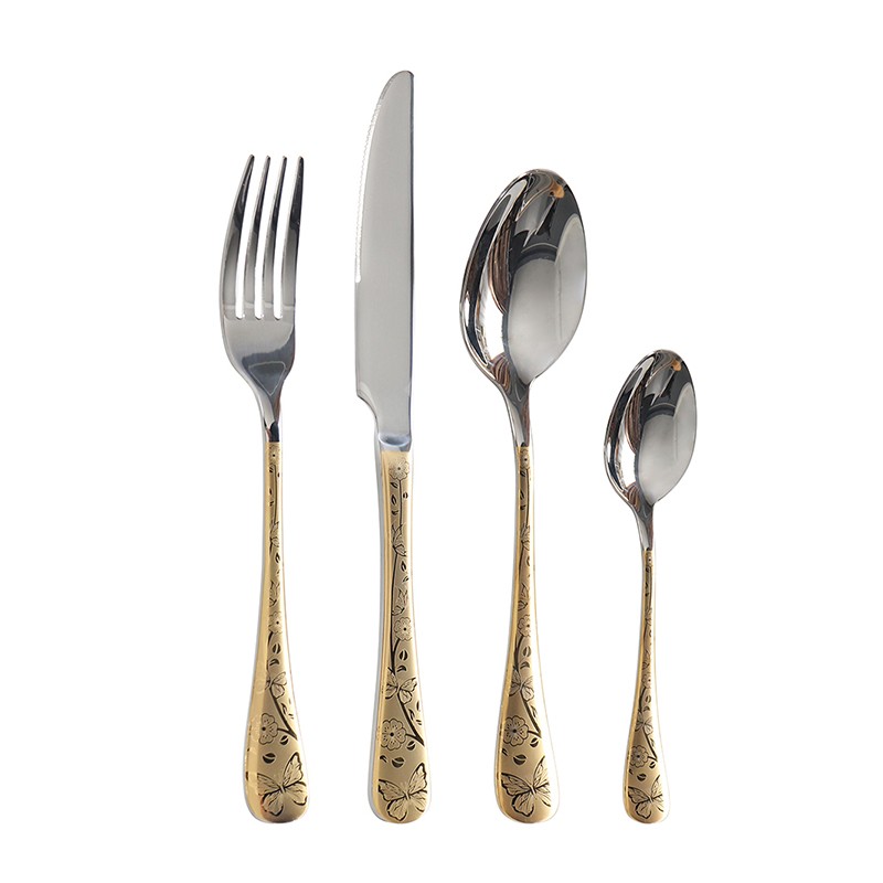 TD-1010C Phobos cutlery set with gold and laser handle